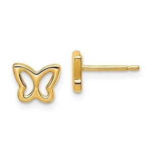 14k Yellow Gold Madi K Children's Jewelry Cut-out Butterfly Post Earrings